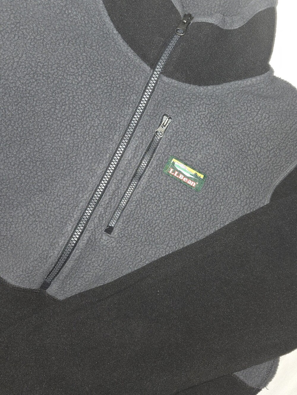 L.L. Bean Womens Black & Gray Quarter-Zip Fleece Pullover